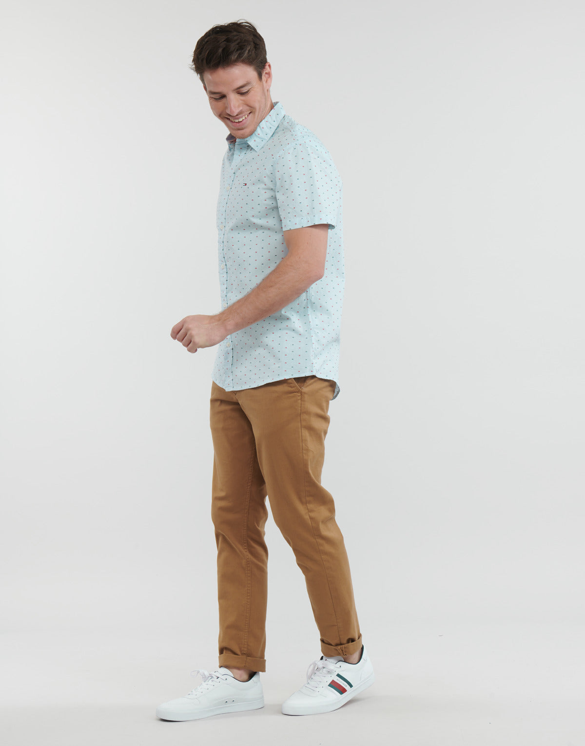 Camicia a maniche corte Uomo Tommy Jeans  TJM SHORTSLEEVE DOBBY SHIRT  Bianco