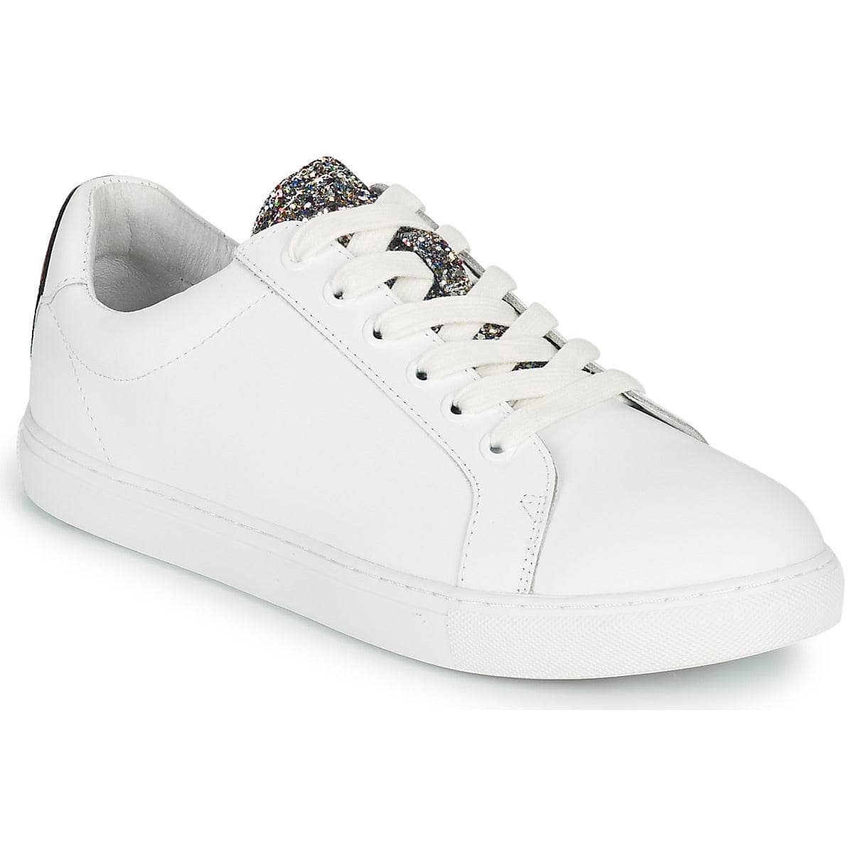 Sneakers basse Donna Bons baisers de Paname SIMONE GLITTER TONGUE Bianco