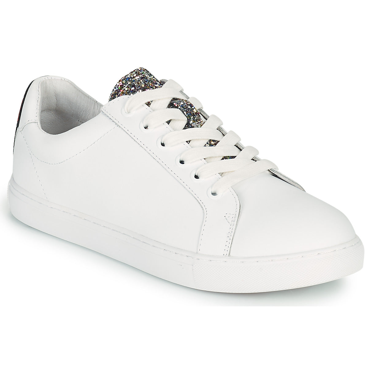 Sneakers basse Donna Bons baisers de Paname  SIMONE GLITTER TONGUE  Bianco