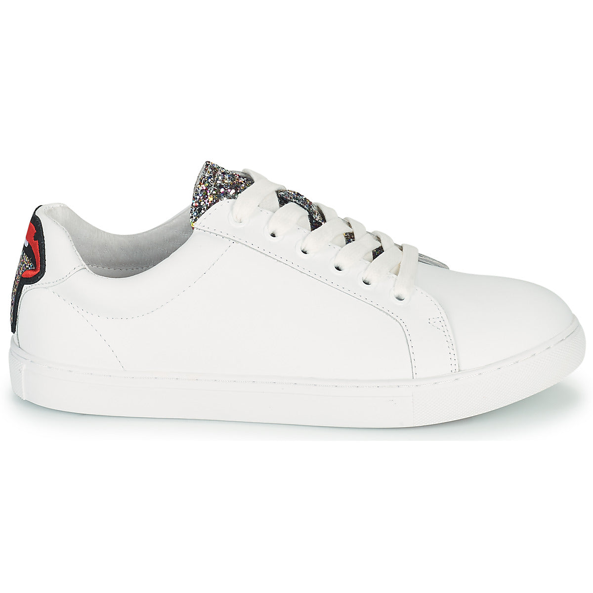 Sneakers basse Donna Bons baisers de Paname  SIMONE GLITTER TONGUE  Bianco