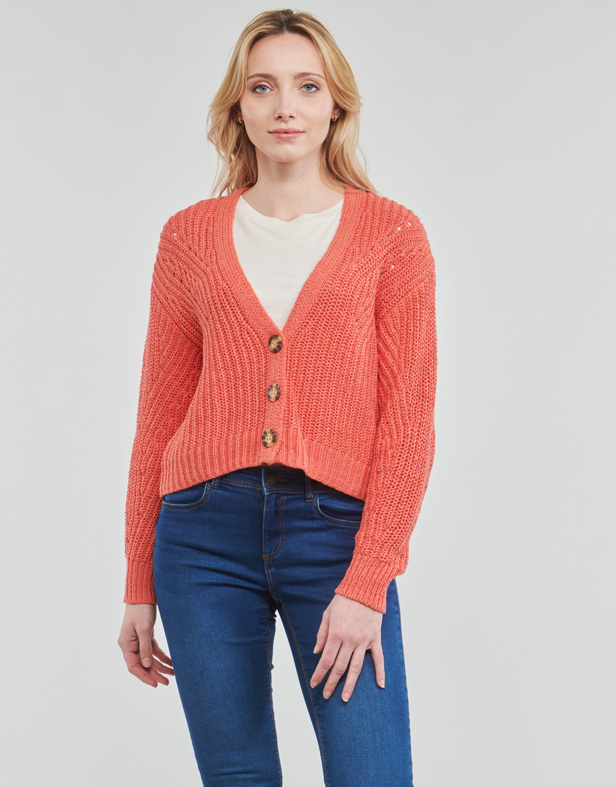 Gilet / Cardigan Donna Esprit  tape stitch car  Rosa