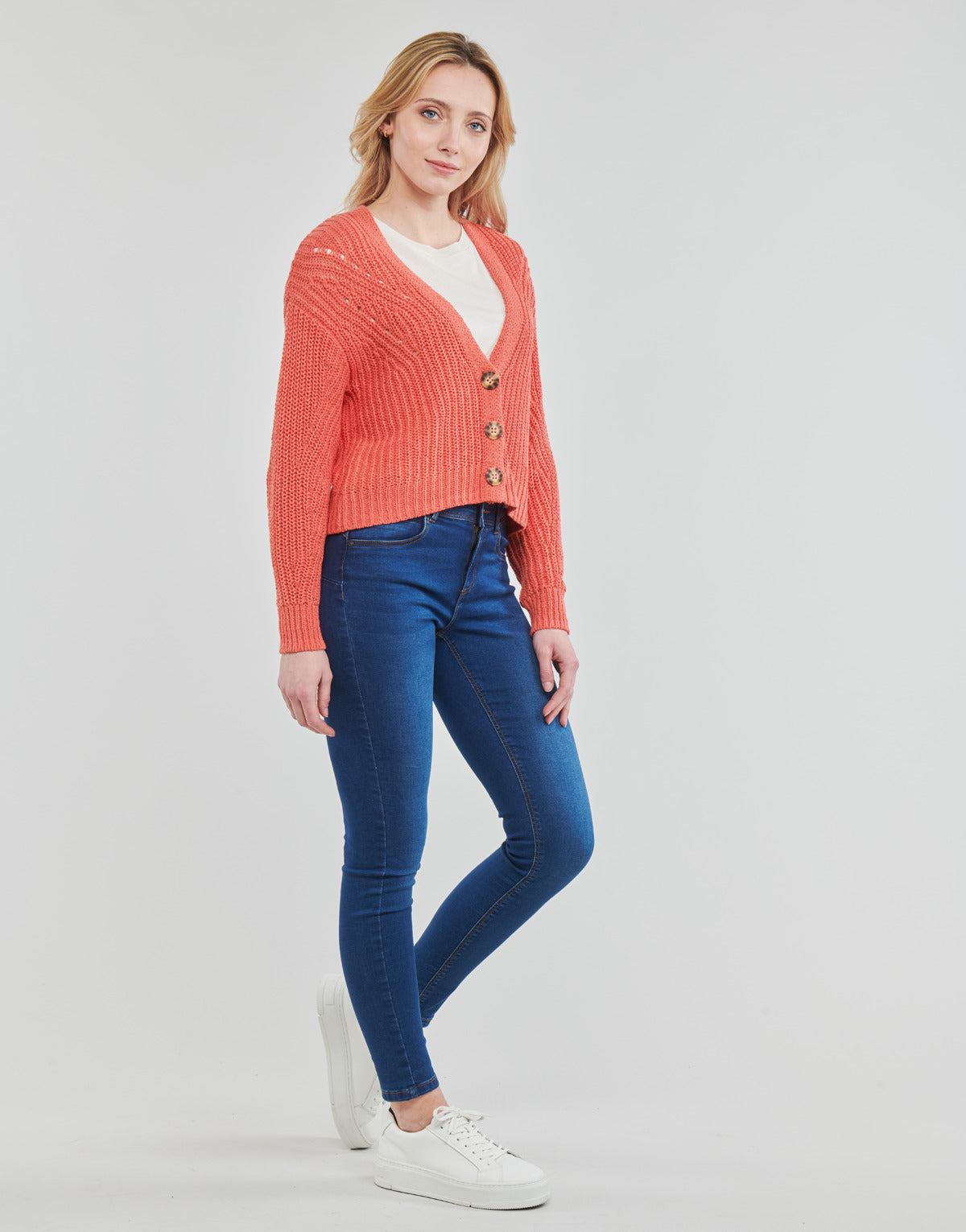 Gilet / Cardigan Donna Esprit tape stitch car Rosa