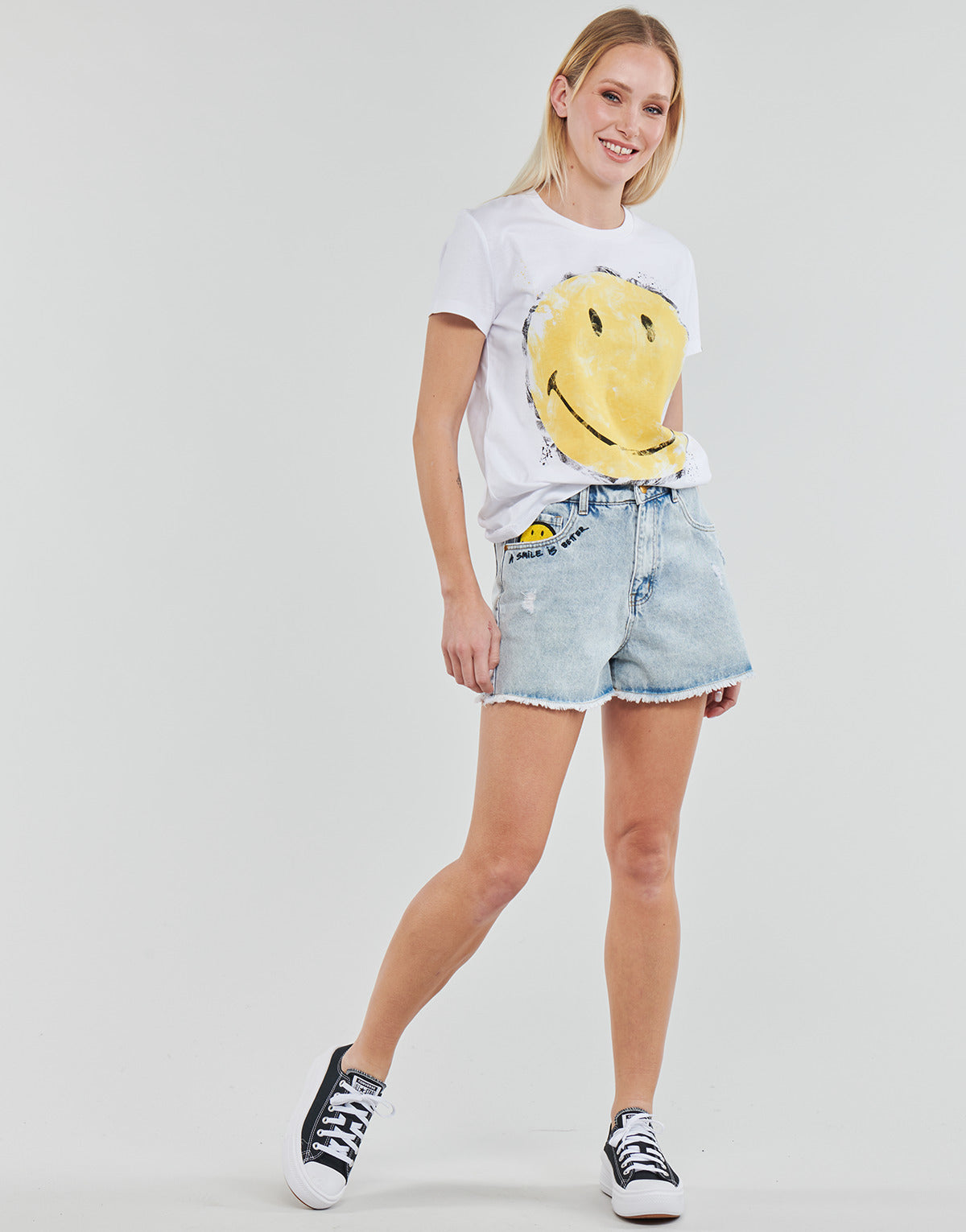 Shorts Donna Desigual  DENIM_CAT SMILE  Blu