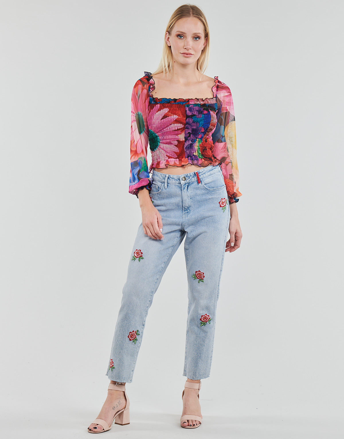 Jeans Slim Donna Desigual  DENIM_MY FLOWER  Blu