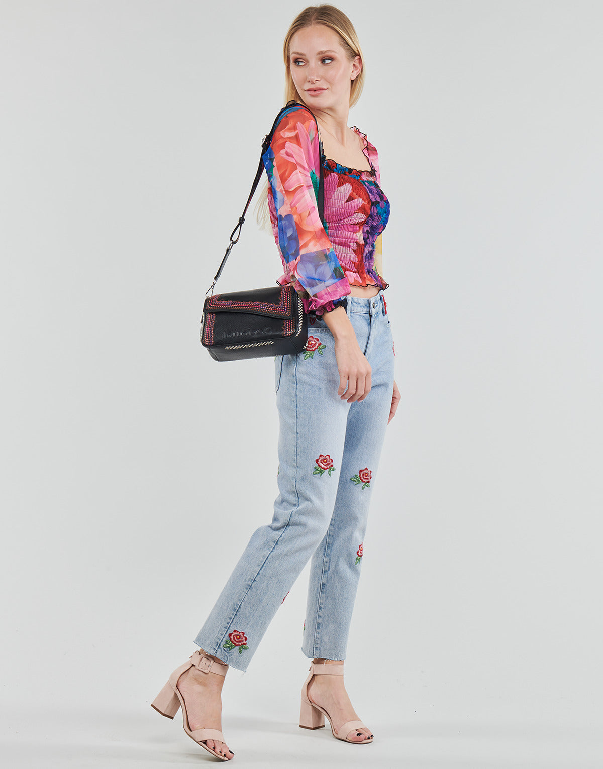 Jeans Slim Donna Desigual  DENIM_MY FLOWER  Blu