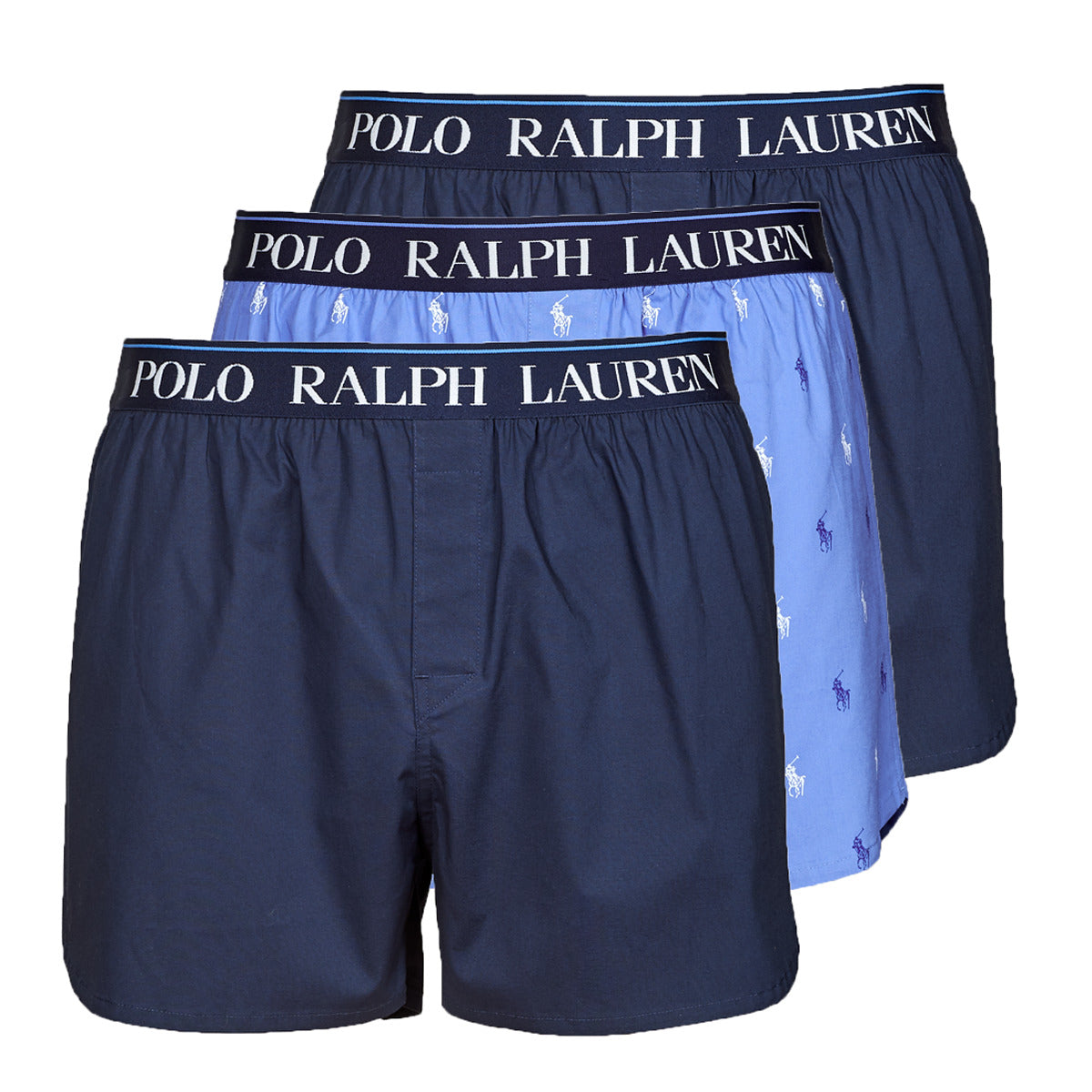Mutande uomo Uomo Polo Ralph Lauren WOVEN BOXER X3 Blu