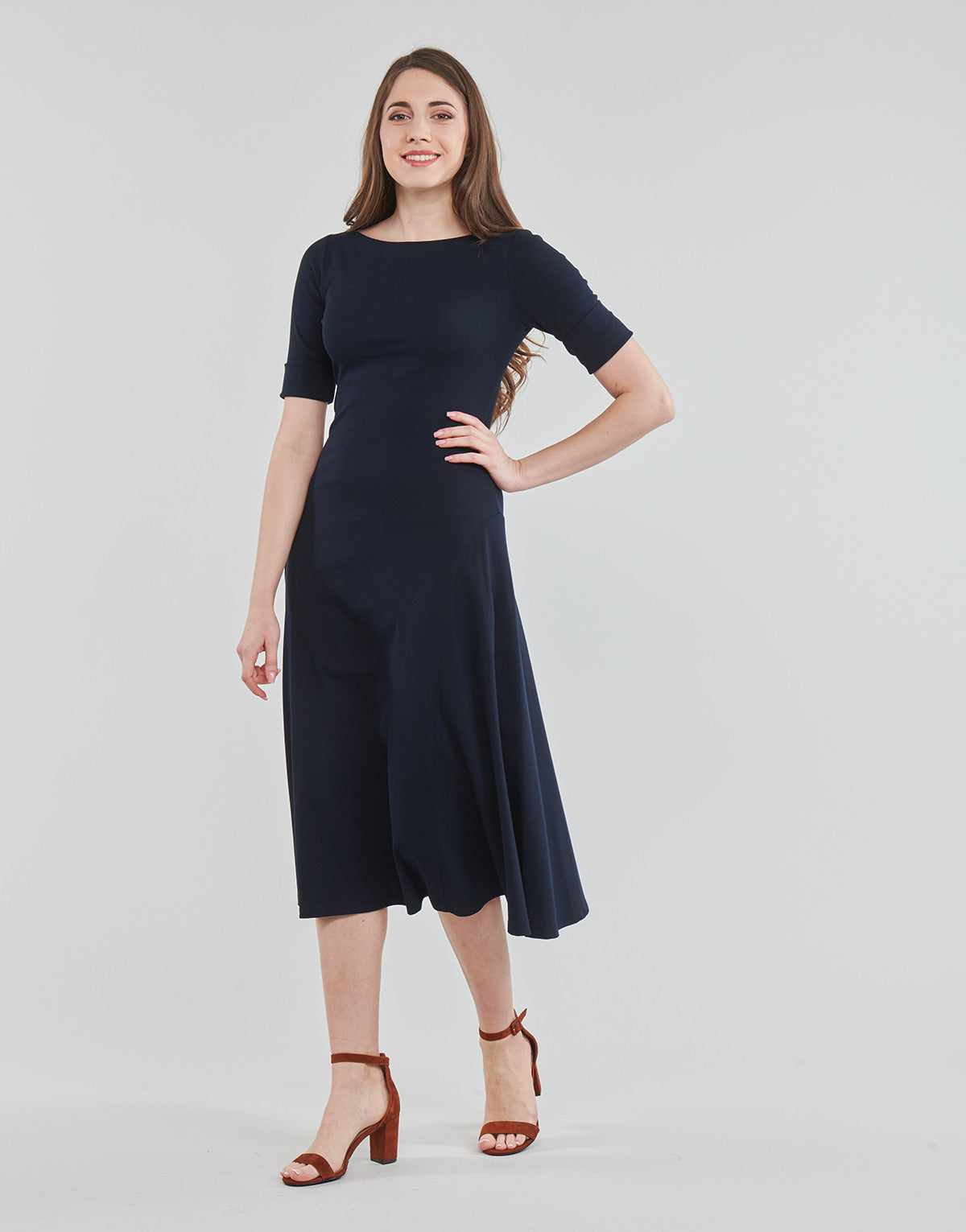 Abito lungo Donna Lauren Ralph Lauren  MUNZIE-ELBOW SLEEVE-DAY DRESS  Blu
