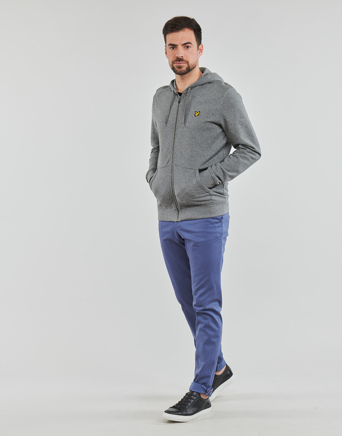 Felpa Uomo Lyle & Scott Zip Through Hoodie Grigio