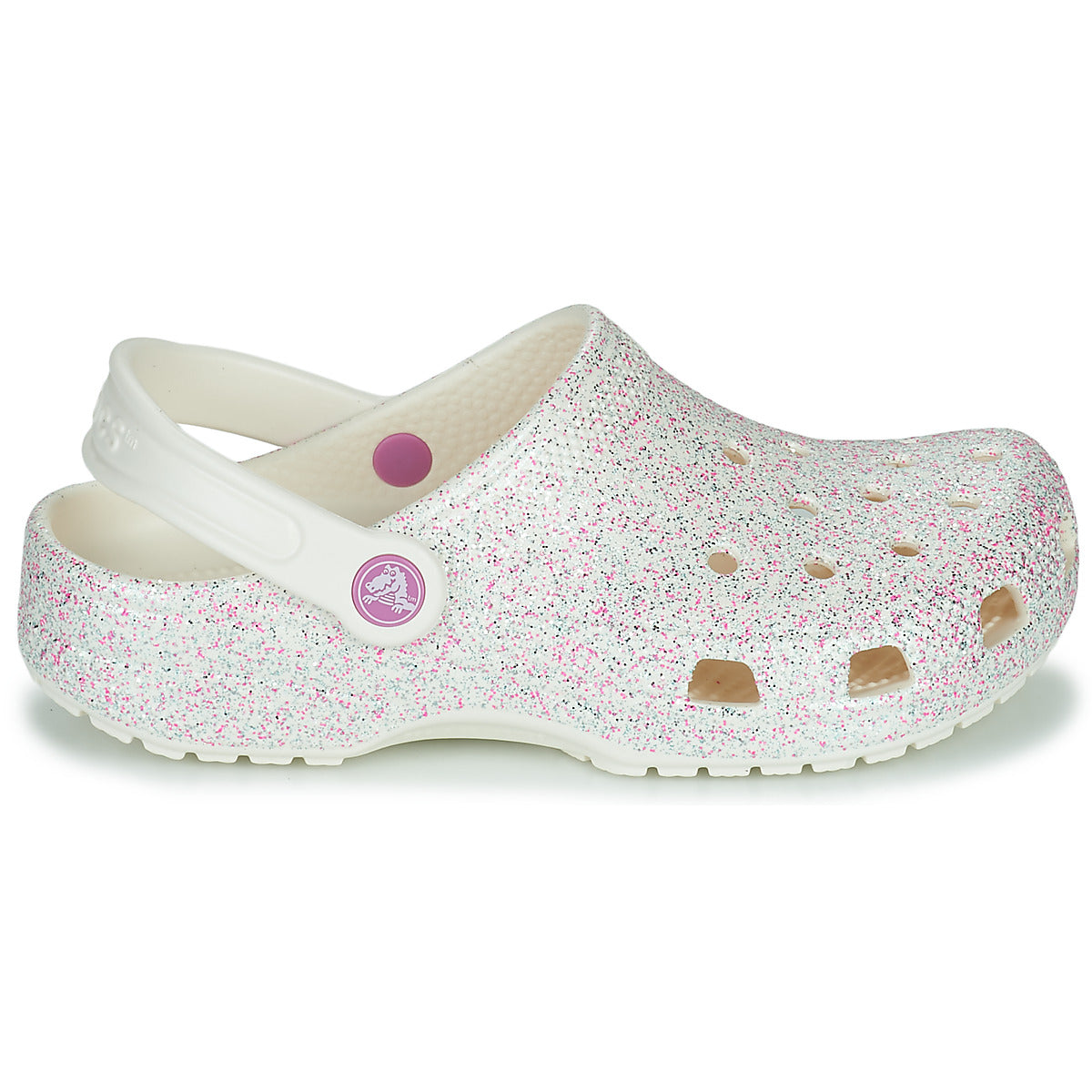 Scarpe bambini ragazza Crocs  CLASSIC GLITTER CLOG K  Bianco