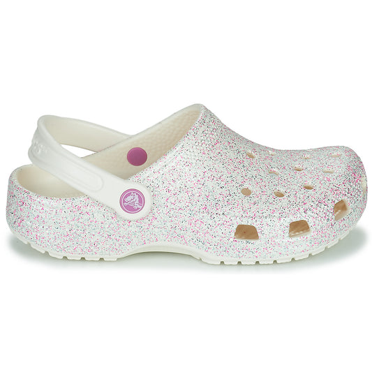 Scarpe bambini ragazza Crocs  CLASSIC GLITTER CLOG K  Bianco