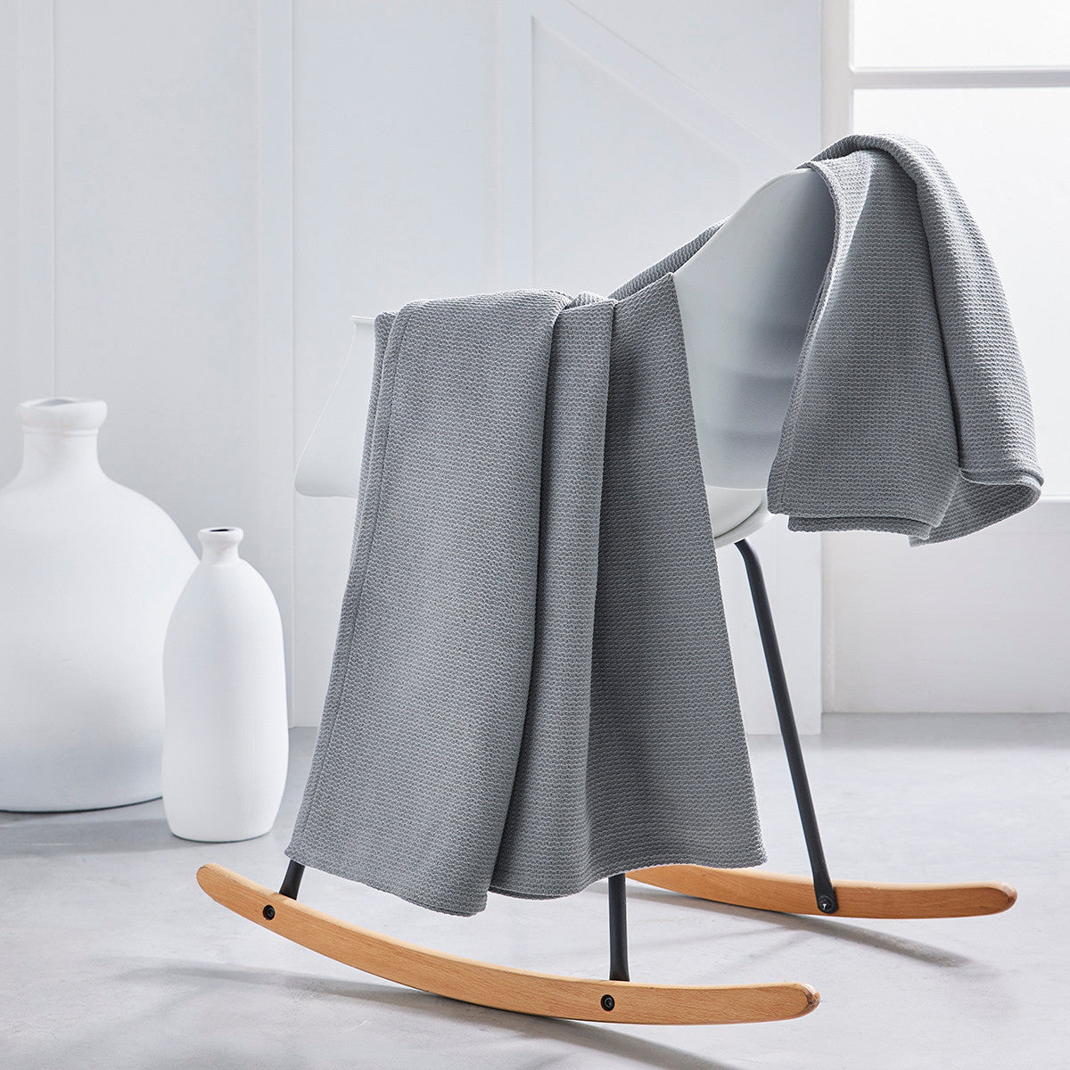 Plaid coperte Today Jeté de Lit Nid d’Abeille 150/200 Coton TODAY Essential Acier Grigio