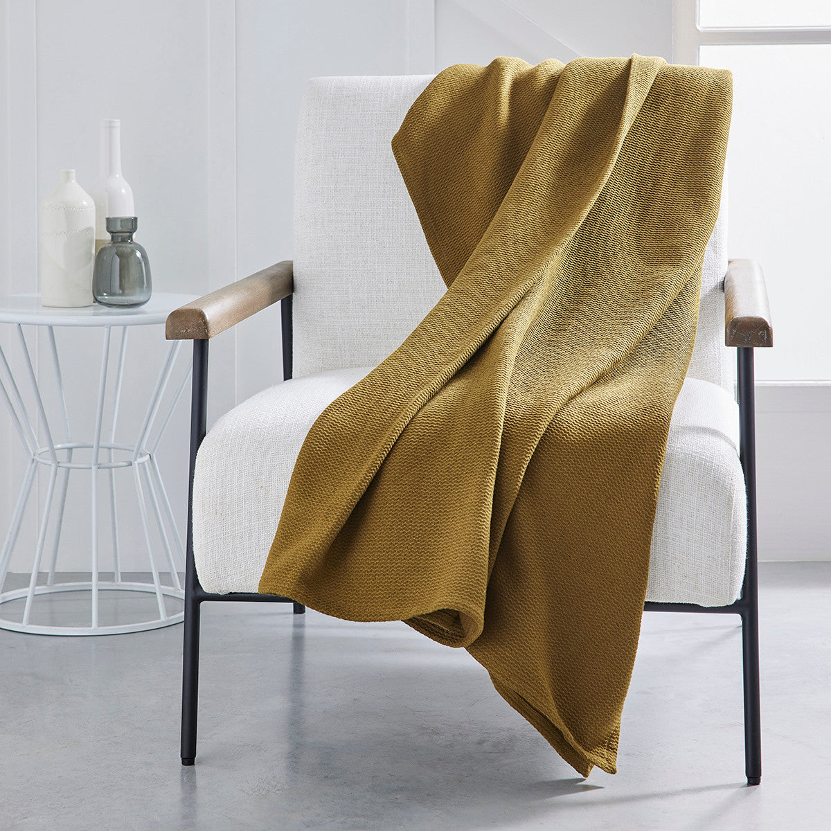 Plaid coperte Today Jeté de Lit Nid d’Abeille 150/200 Coton TODAY Essential Bronze Marrone