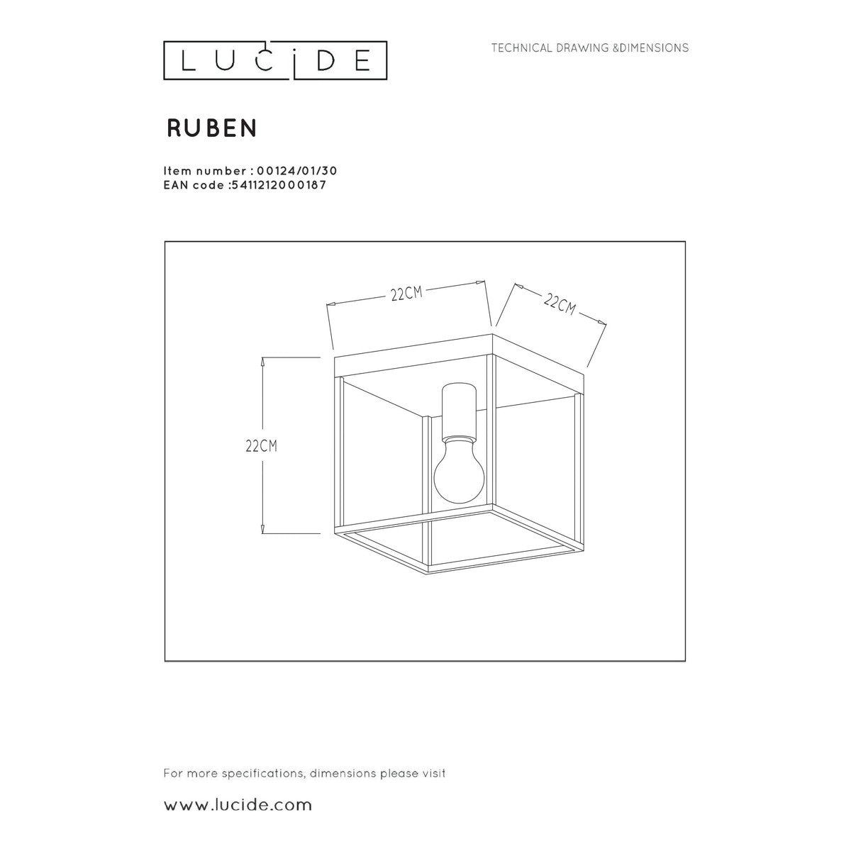 Lampadari sospensioni e plafoniere Lucide RUBEN Nero