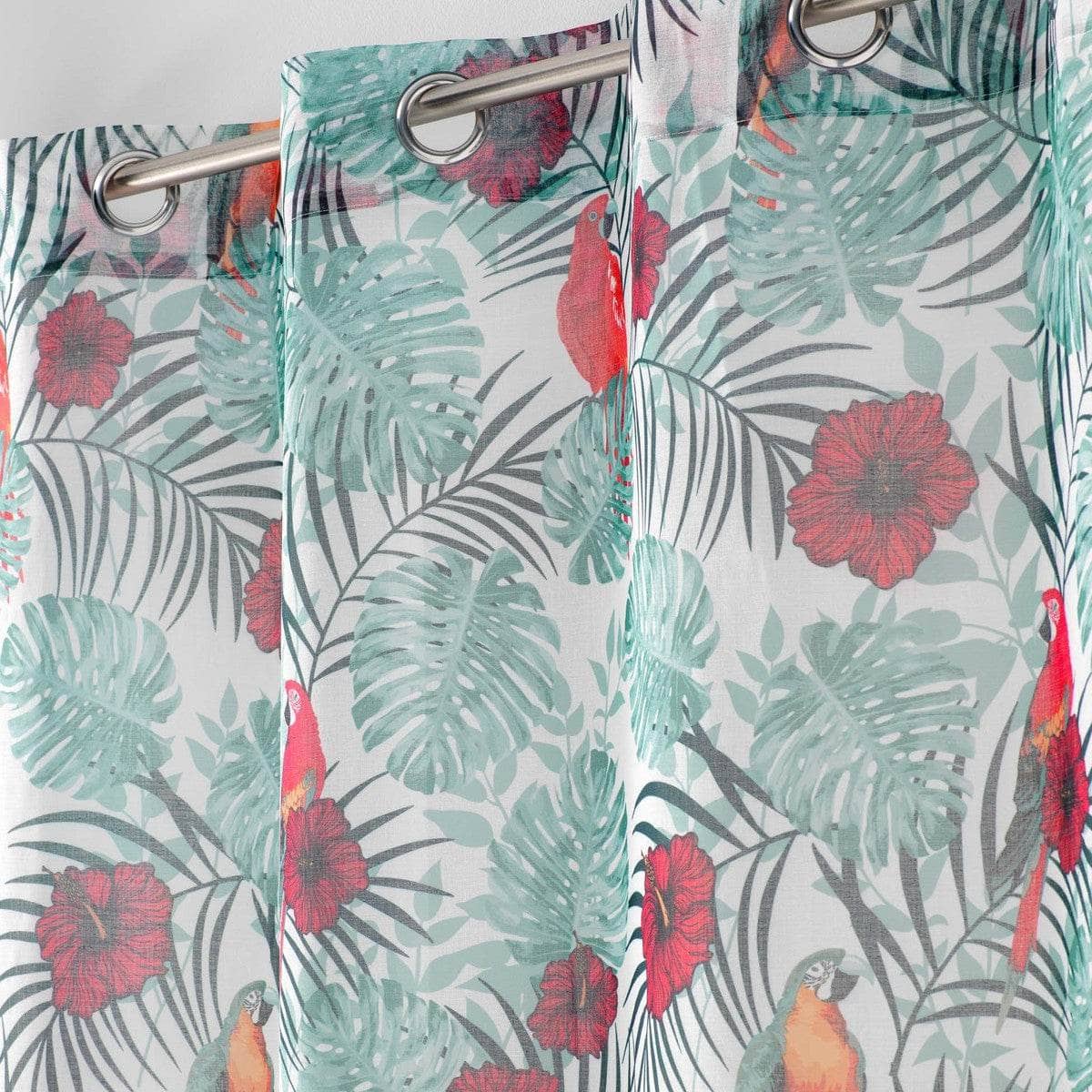 Tende Douceur d intérieur PANNEAU A OEILLETS 140 x 240 CM VOILE SABLE IMPRIME CARACAS BLAN Multicolore