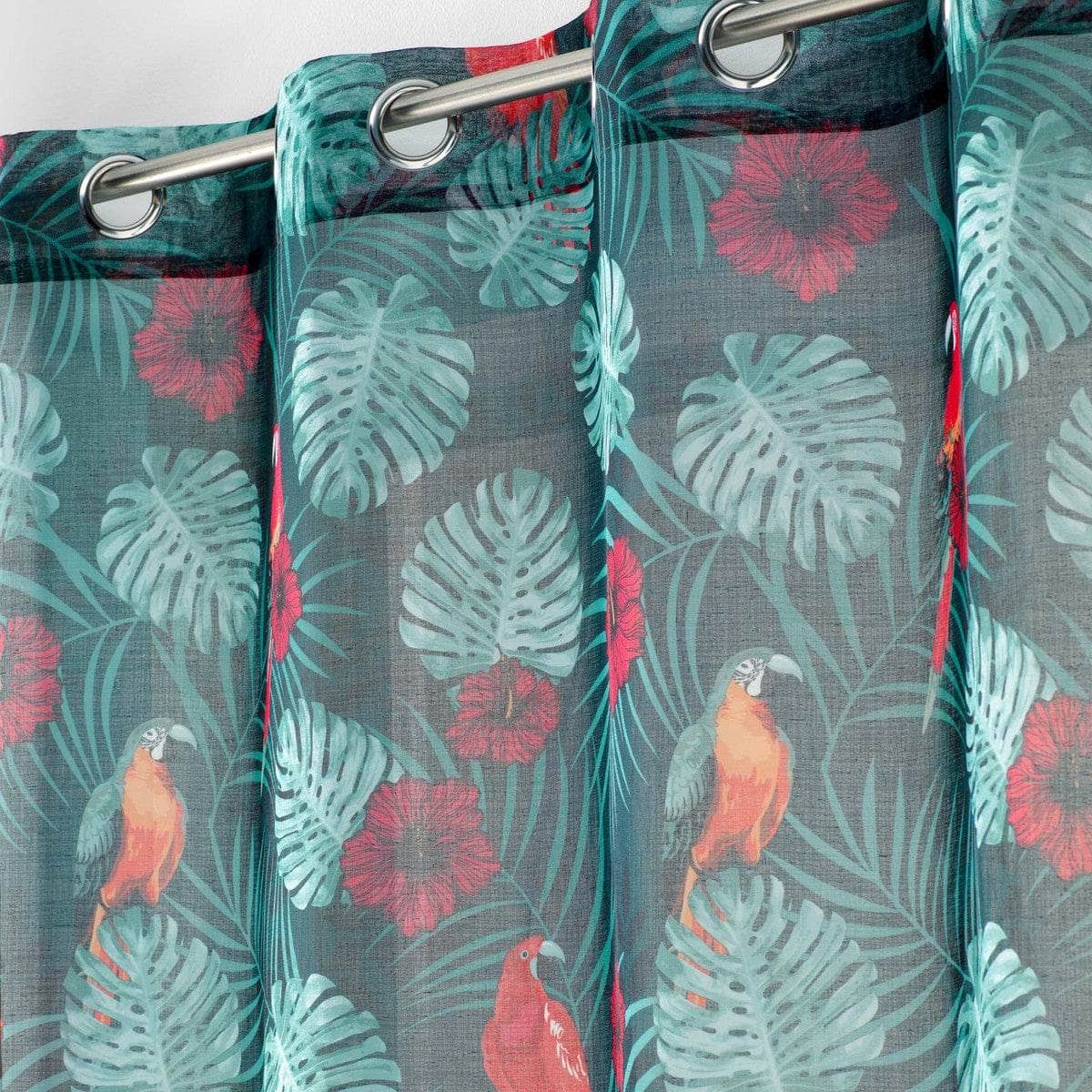 Tende Douceur d intérieur PANNEAU A OEILLETS 140 x 240 CM VOILE SABLE IMPRIME CARACAS BLEU Blu