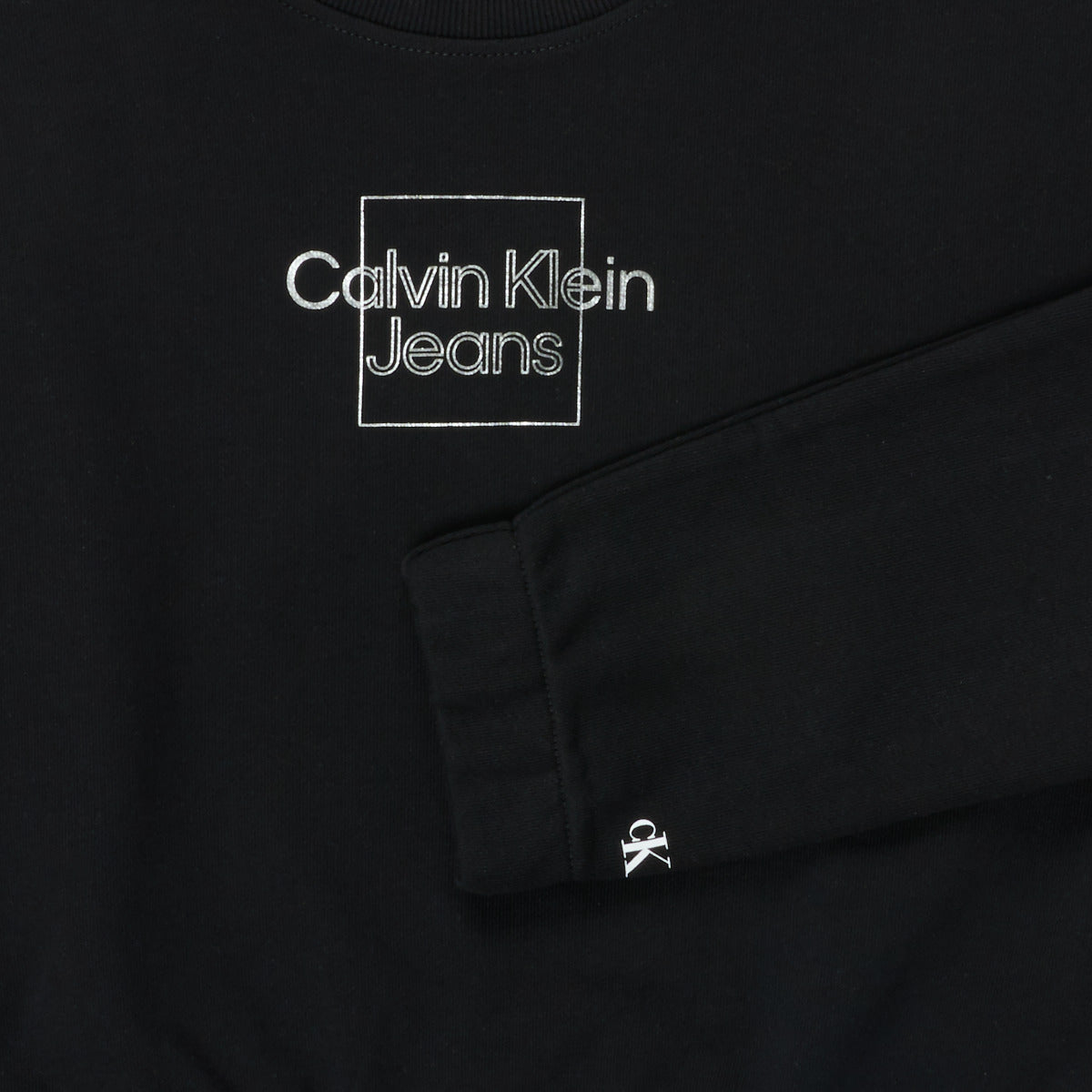 Felpa ragazza Calvin Klein Jeans METALLIC BOX LOGO SWEATSHIRT Nero