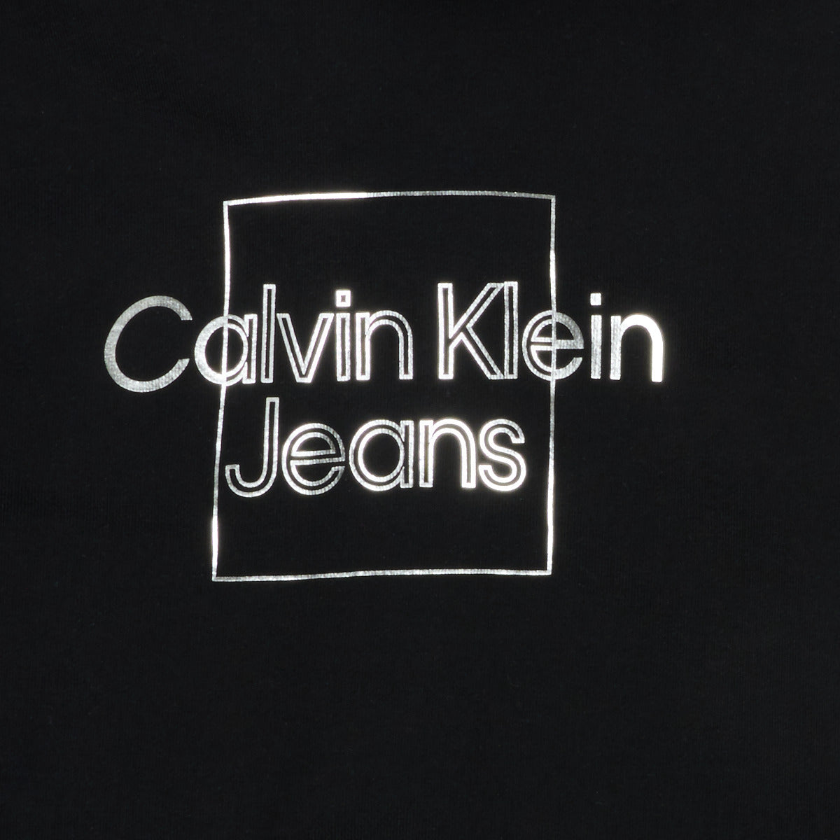 Felpa ragazza Calvin Klein Jeans METALLIC BOX LOGO RELAXED HOODIE Nero