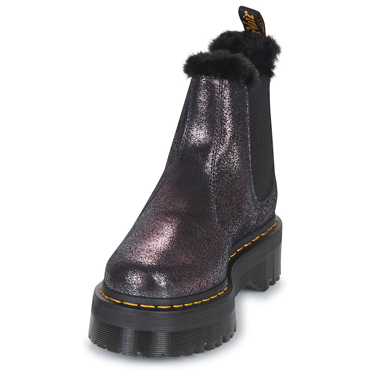 Stivaletti Donna Dr. Martens  2976 Quad  Fur Lined Distressed Metallic  Nero