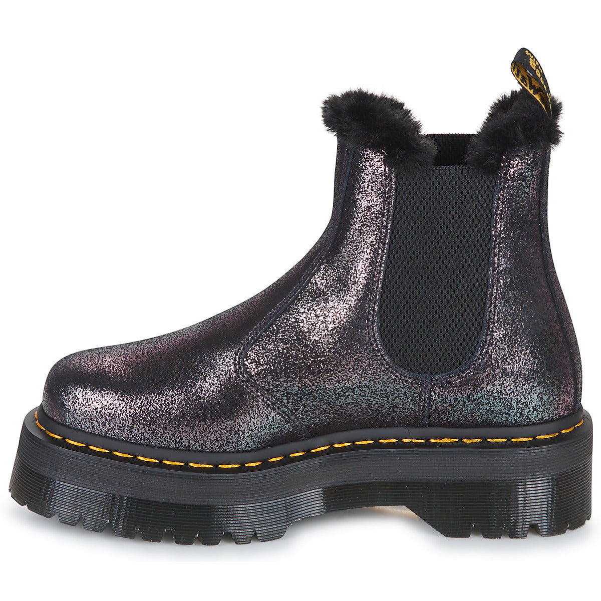 Stivaletti Donna Dr. Martens  2976 Quad  Fur Lined Distressed Metallic  Nero