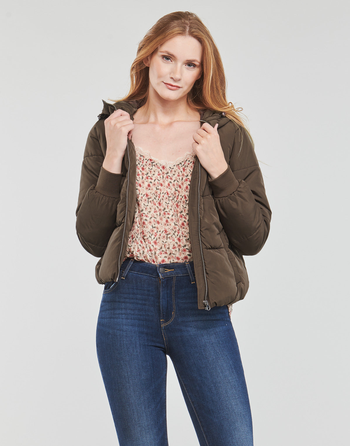 Piumino Donna JDY  JDYNEWERICA SHORT HOOD JACKET OTW  Marrone