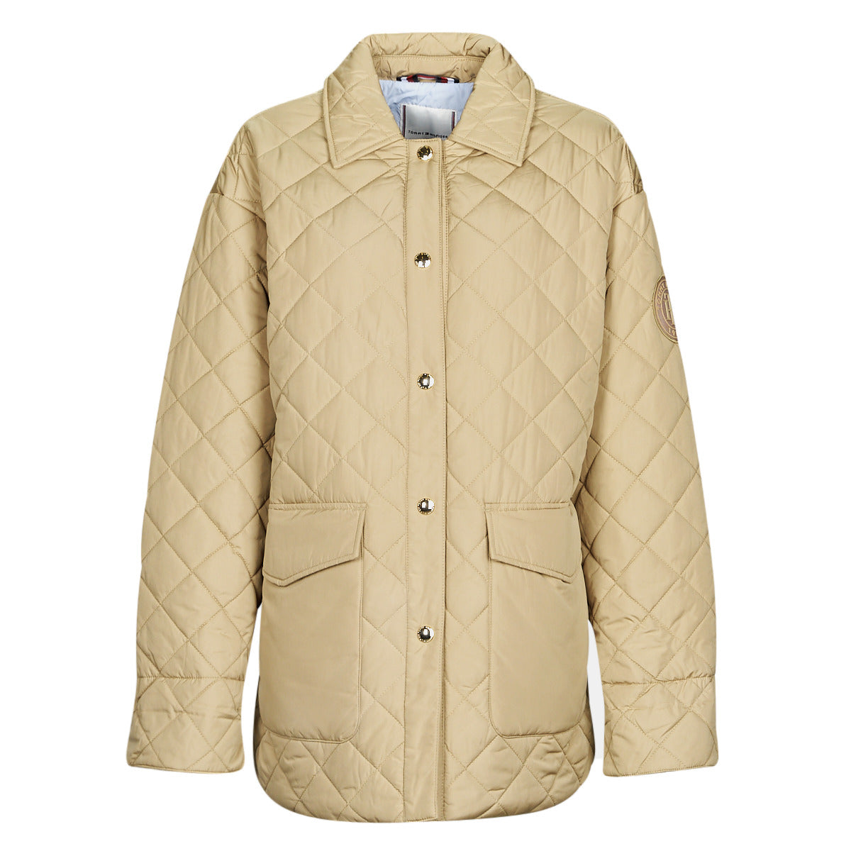 Piumino Donna Tommy Hilfiger QUILTED SORONA SHORT SHACKET Beige