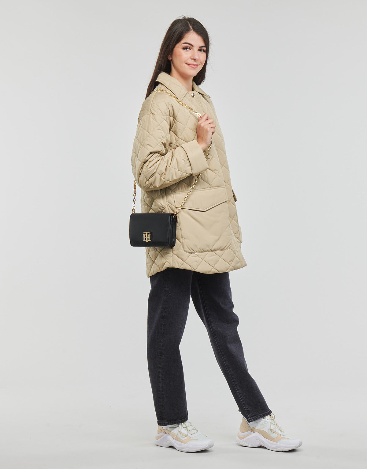 Piumino Donna Tommy Hilfiger QUILTED SORONA SHORT SHACKET Beige