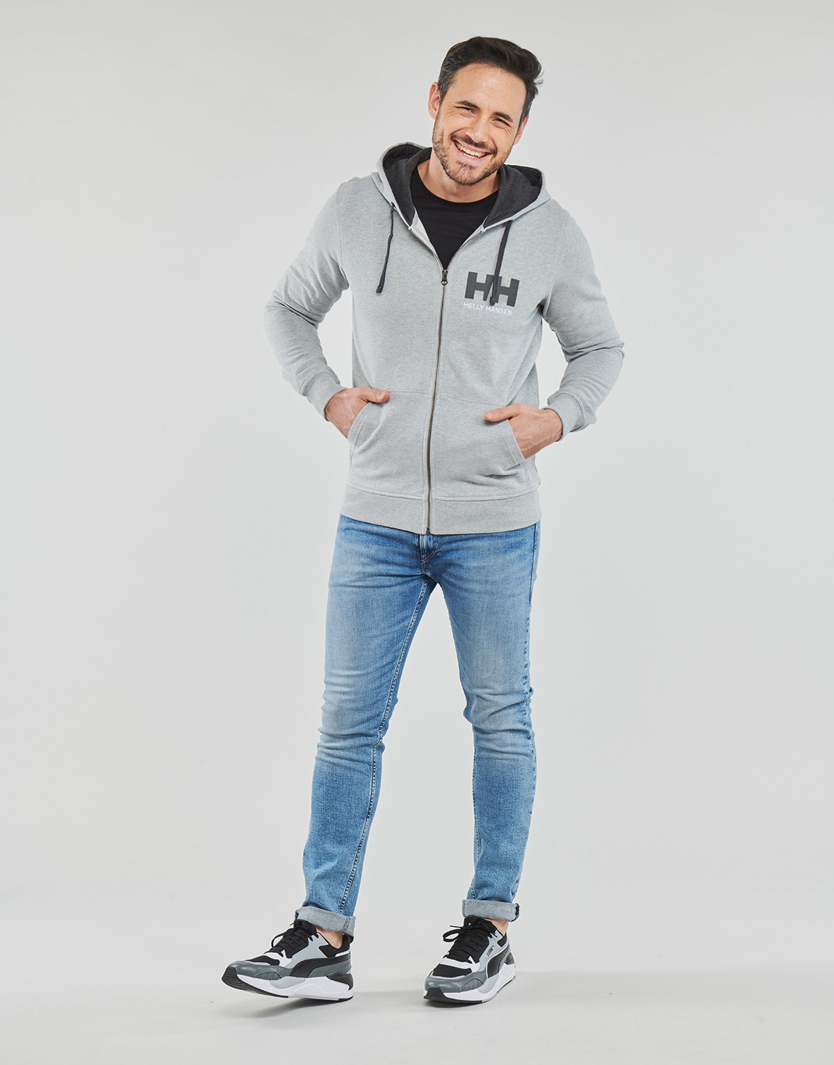 Giubbotto Uomo Helly Hansen HH LOGO FULL ZIP HOODIE Grigio