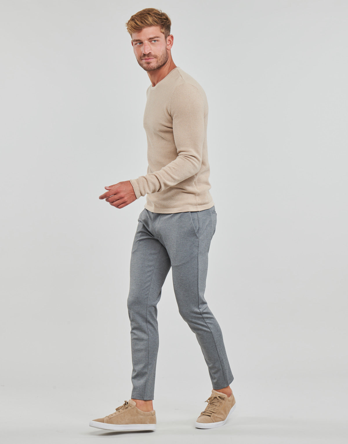 Maglione Uomo Only & Sons ONSPANTER LIFE 12 STRUC CREW KNIT Beige