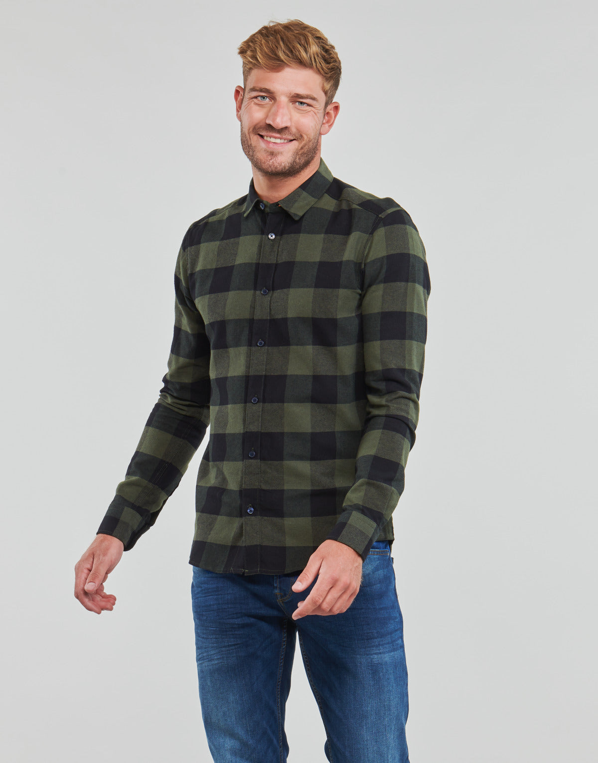 Camicia a maniche lunghe Uomo Only & Sons ONSGUDMUND LIFE LS CHECKED SHIRT Kaki