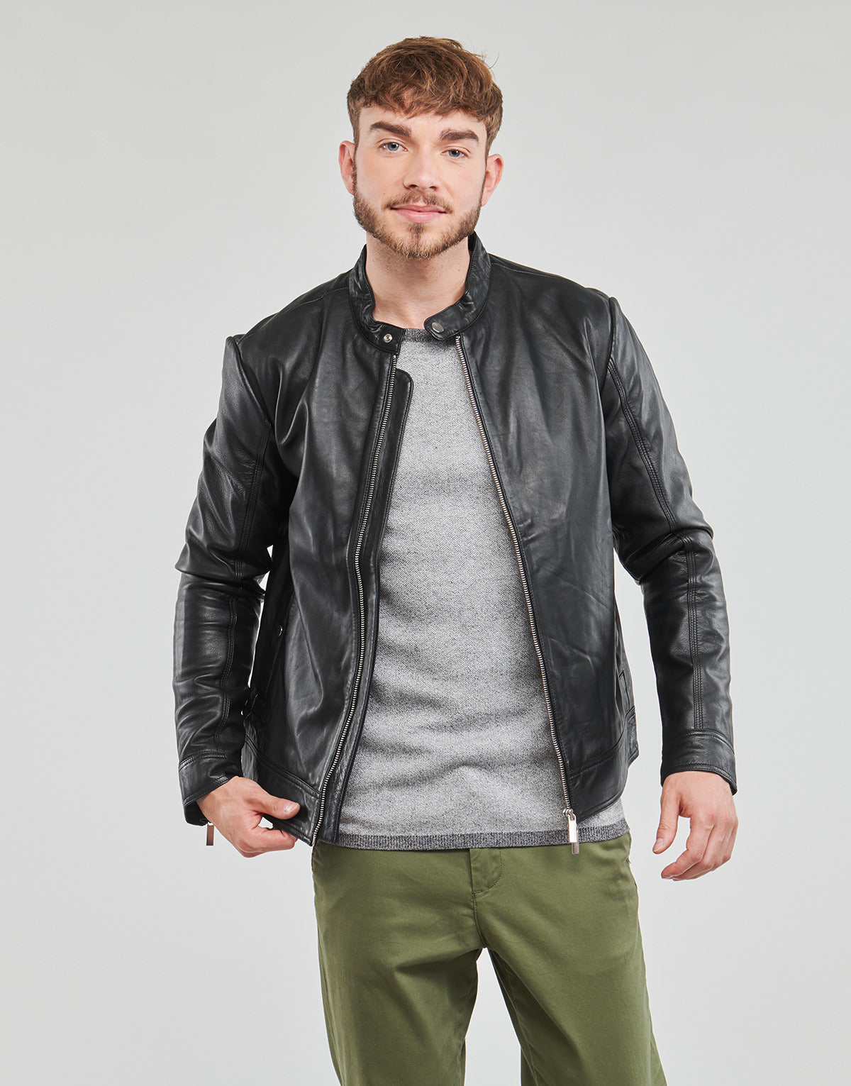 Giacca in pelle Uomo Selected  SLHARCHIVE CLASSIC LEATHER  Nero