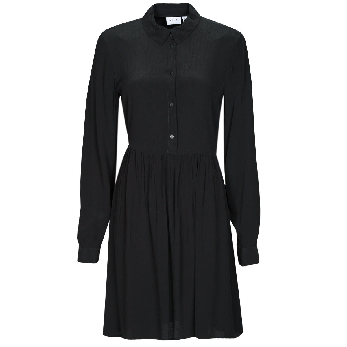Abito corto Donna Vila VIFINI L/S SHIRT DRESS/SU Nero