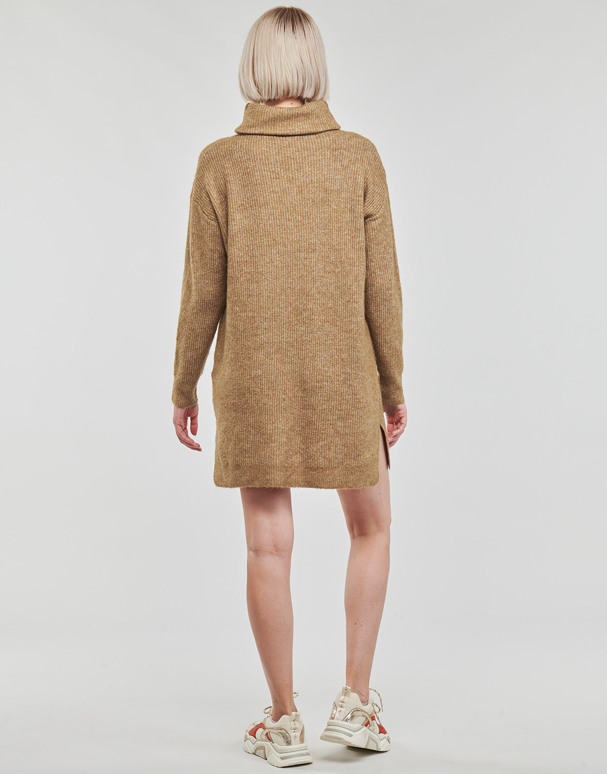 Abito corto Donna Vila VICILIA ROLLNECK L/S KNIT TUNIC/SU Beige