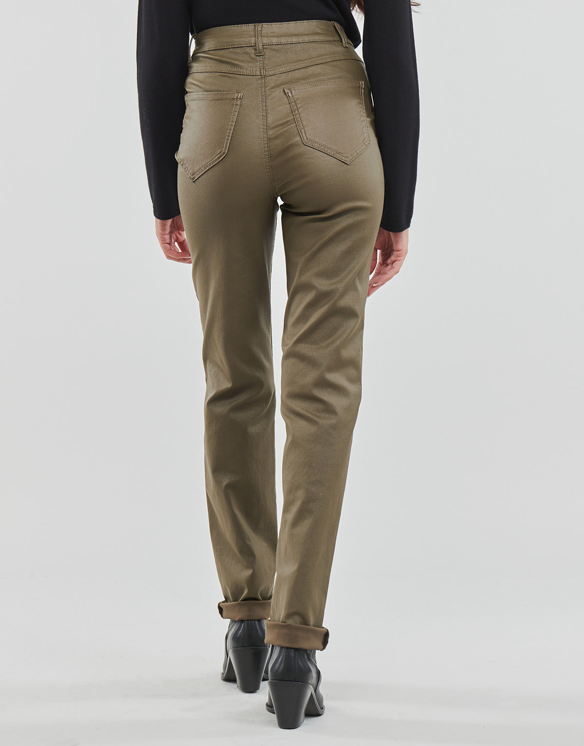 Jeans Slim Donna Vila VICOMMIT COATED HW STRAIGHT PANT Marrone