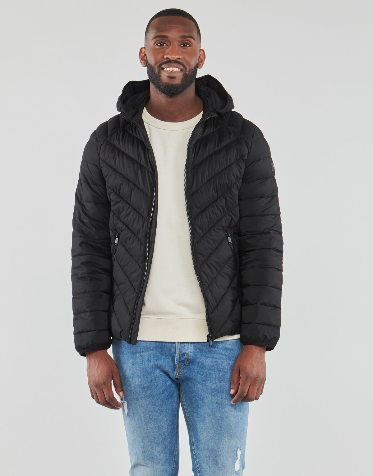 Piumino Uomo Guess STRETCH HOODIE JACKET Nero