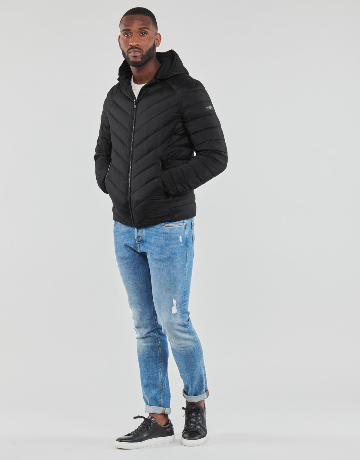 Piumino Uomo Guess STRETCH HOODIE JACKET Nero