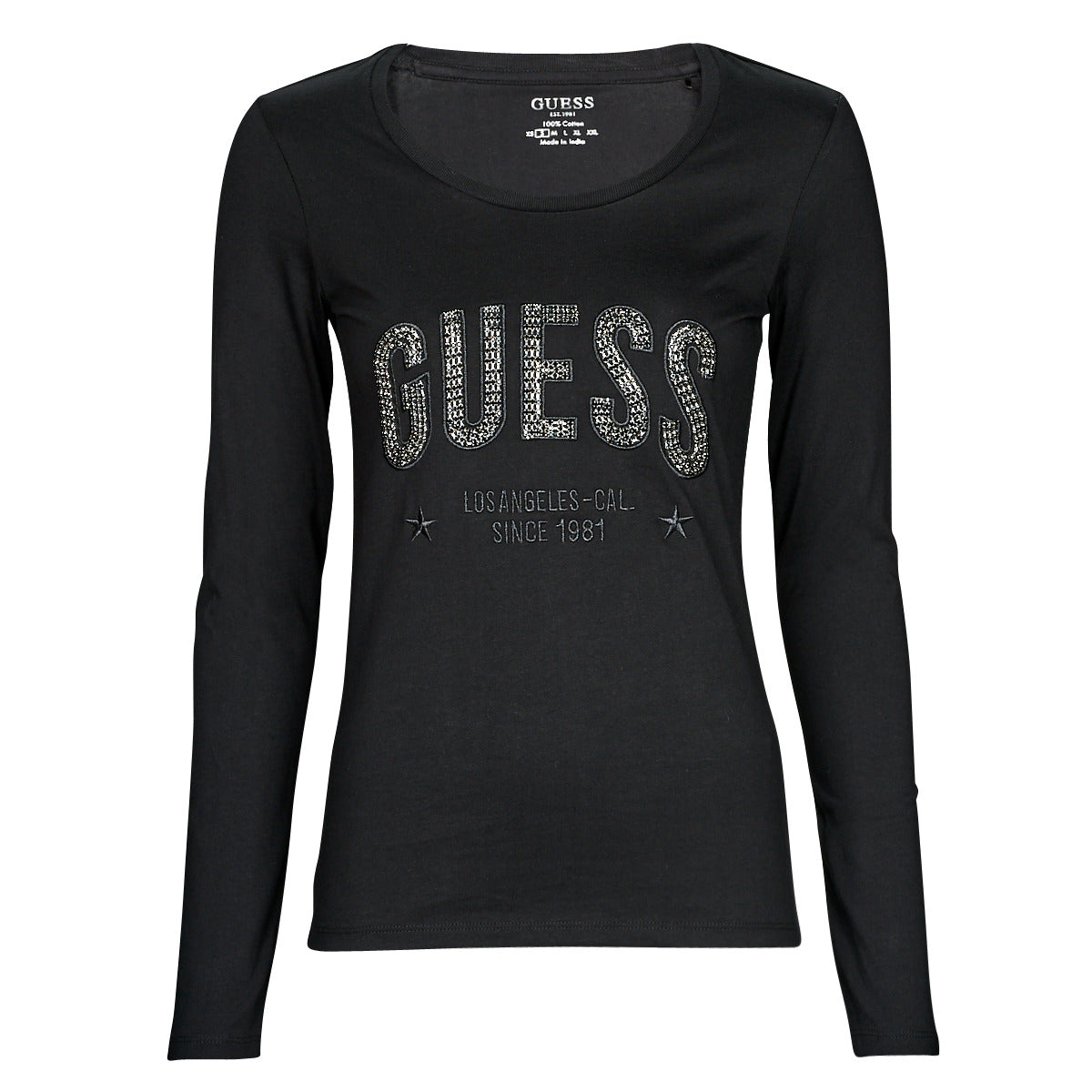 T-shirts a maniche lunghe Donna Guess  LS CN MIRELA TEE  Nero