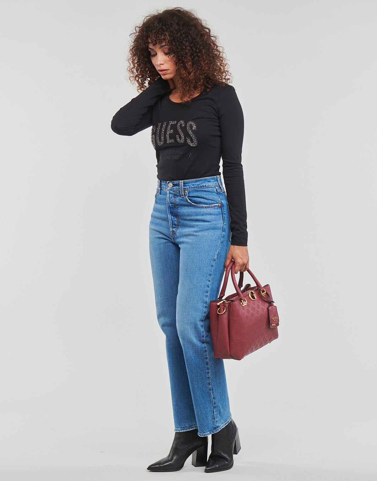 T-shirts a maniche lunghe Donna Guess LS CN MIRELA TEE Nero