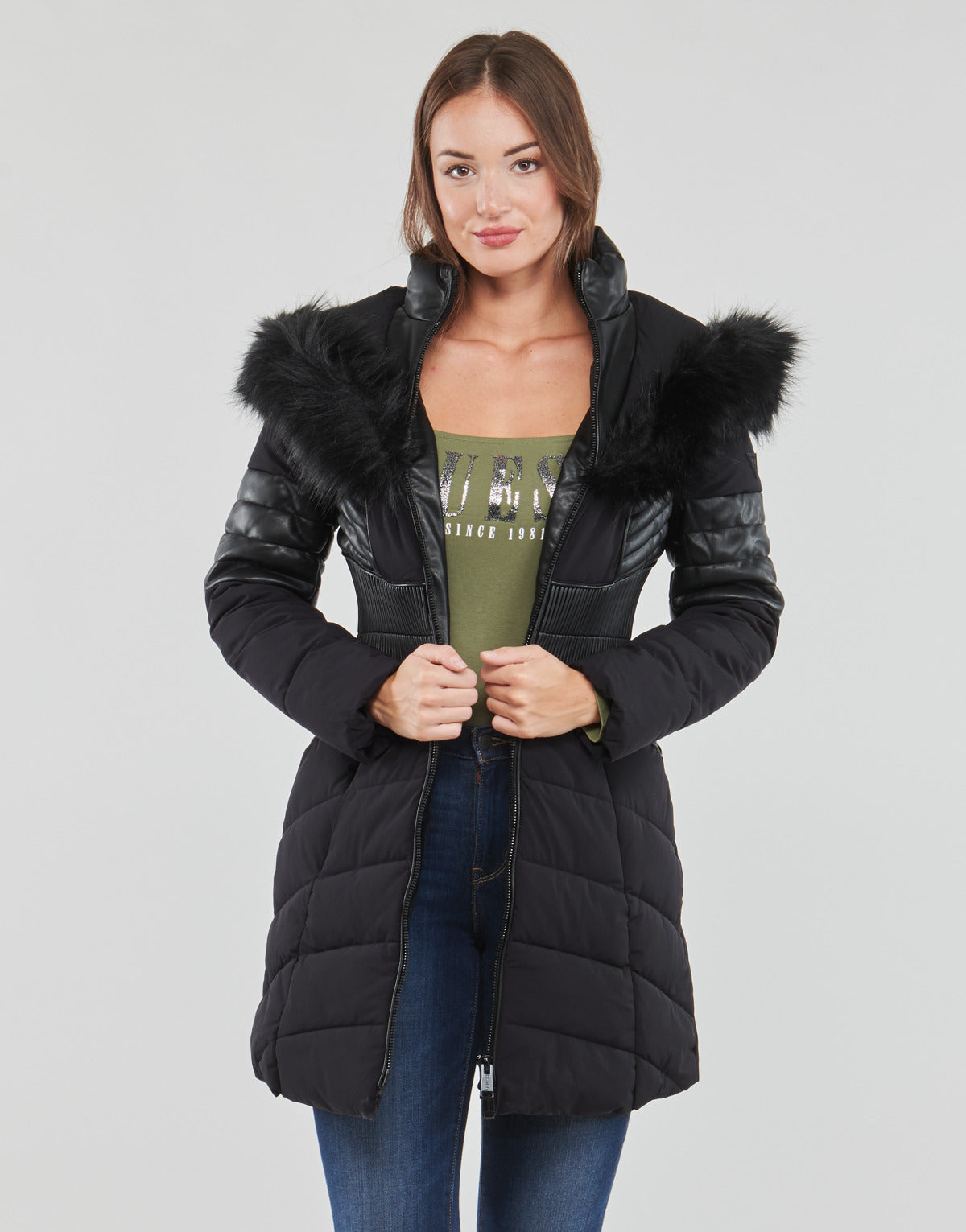 Piumino Donna Guess NEW OXANA JACKET Nero