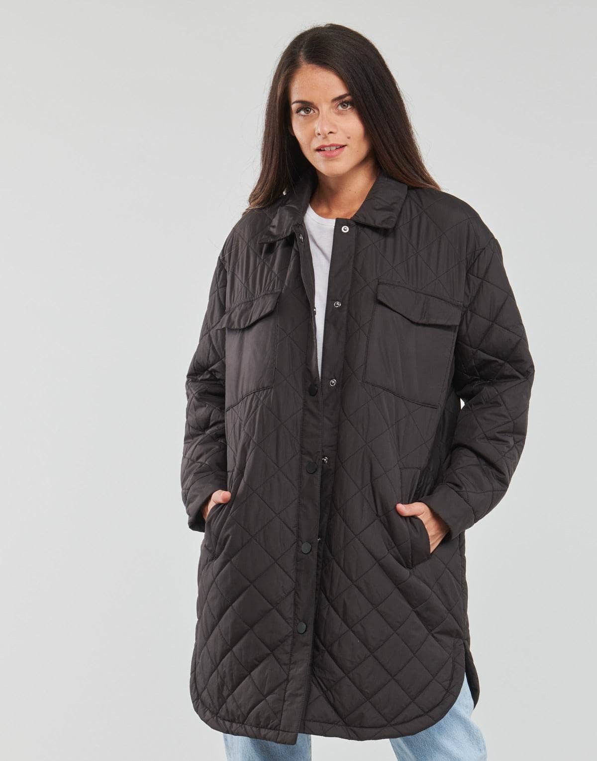 Piumino Donna Only ONLNEWTANZIA LONG QUILT SHACKET CC OTW Nero