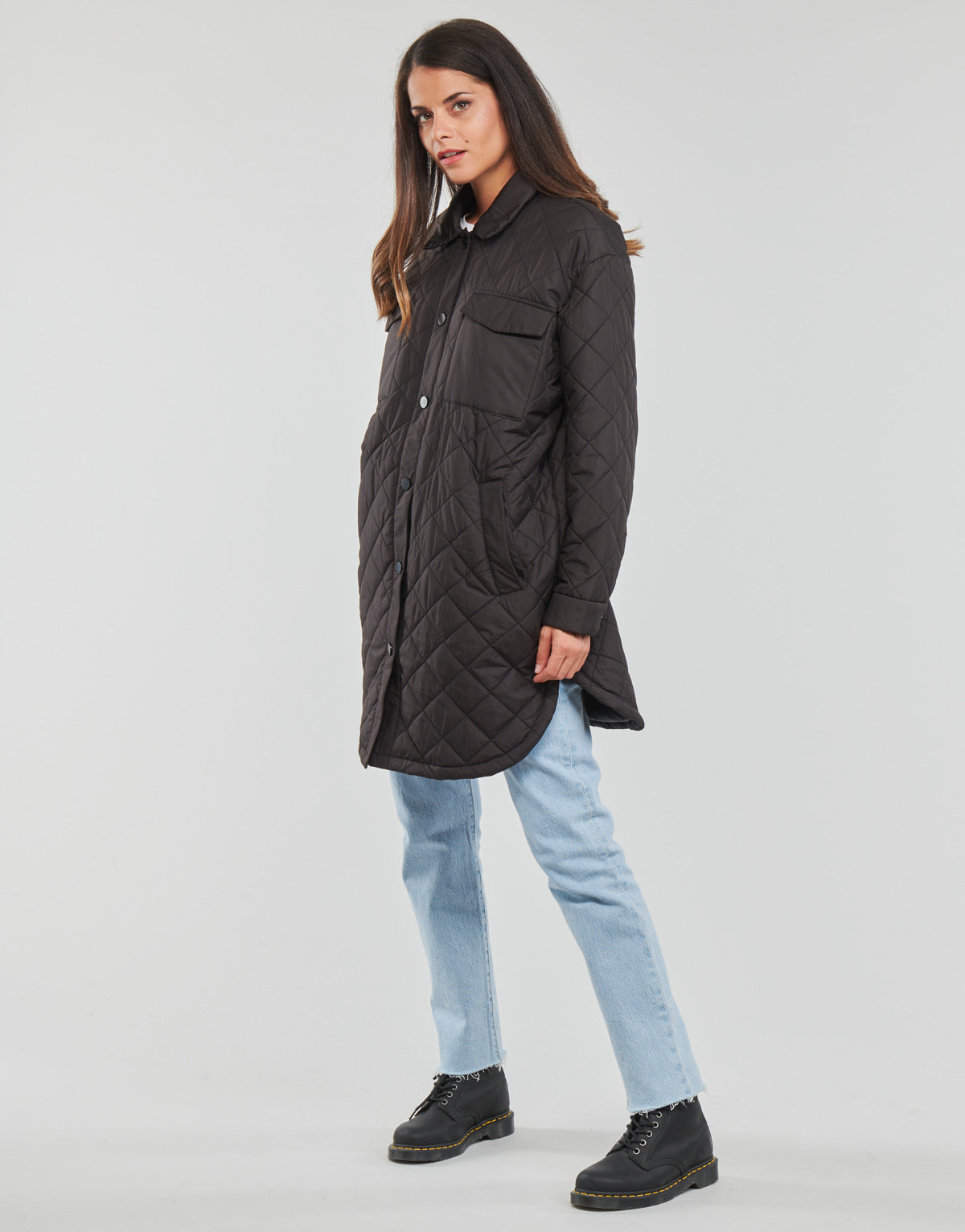Piumino Donna Only ONLNEWTANZIA LONG QUILT SHACKET CC OTW Nero
