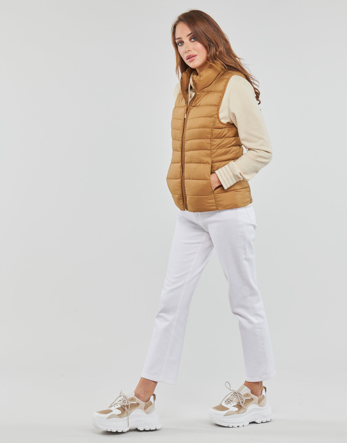 Piumino Donna Only ONLNEWCLAIRE QUILTED WAISTCOAT OTW Marrone