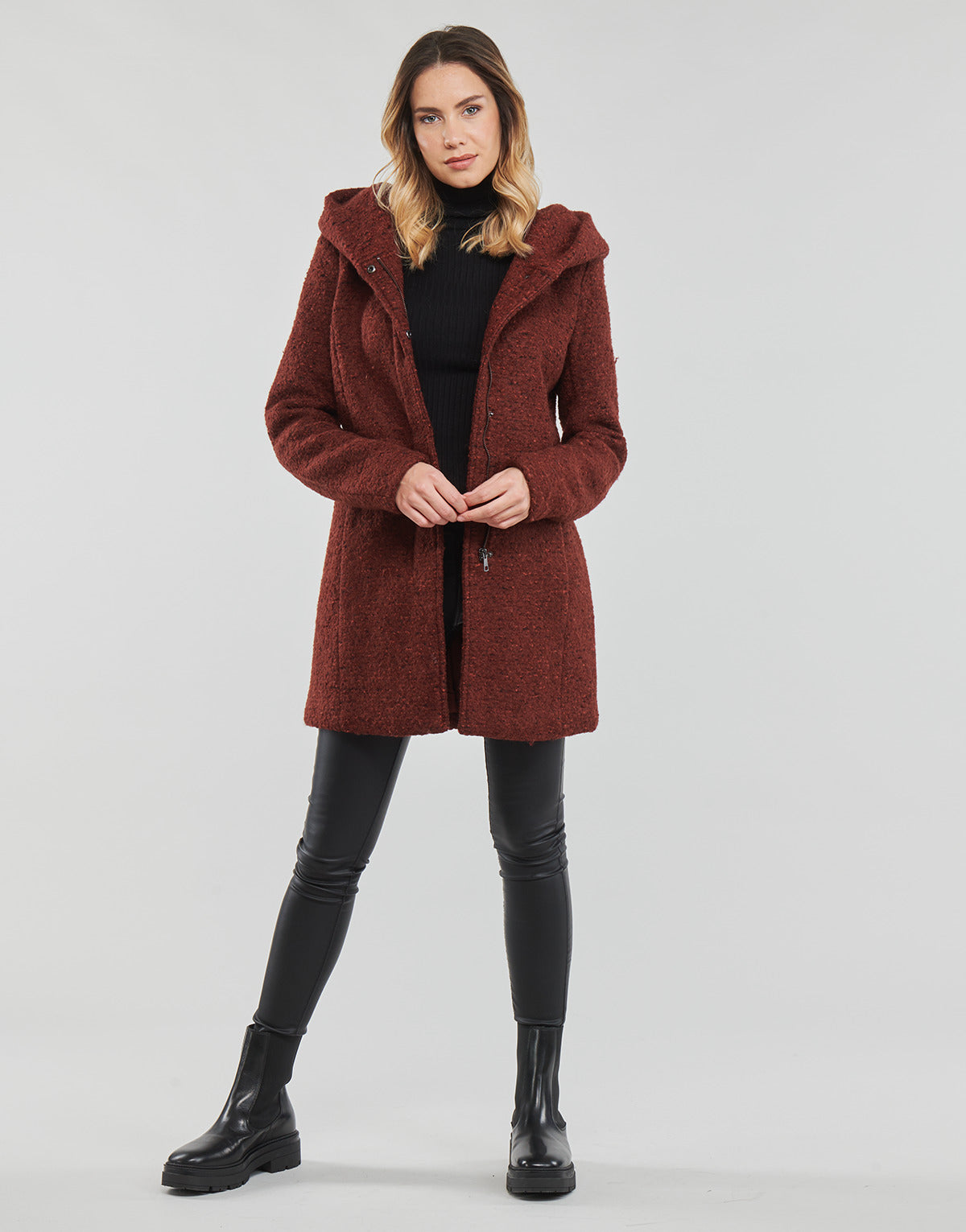 Mantella Donna Only ONLSEDONA BOUCLE WOOL COAT OTW NOOS Rosso