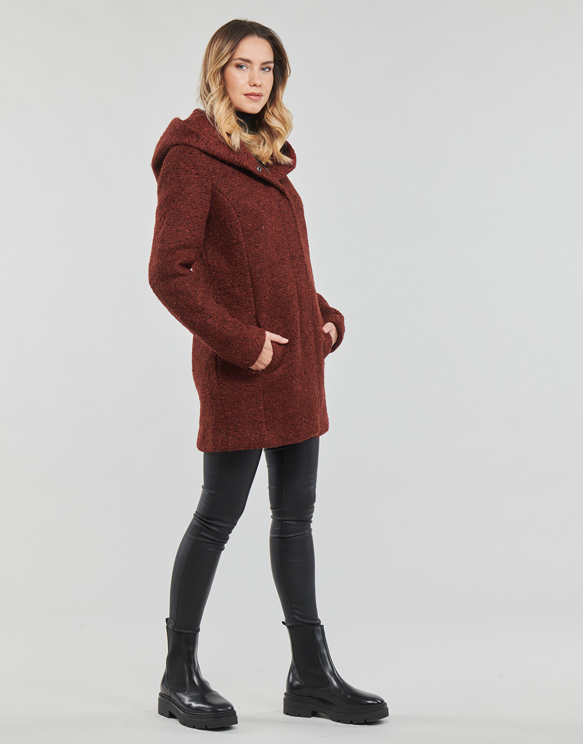 Mantella Donna Only ONLSEDONA BOUCLE WOOL COAT OTW NOOS Rosso