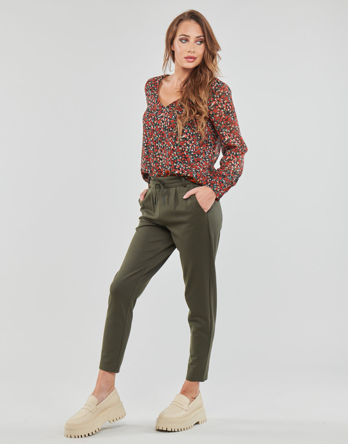 Pantalone Chino Donna Only ONLPOPTRASH LIFE EASY COL PANT PNT NOOS Kaki
