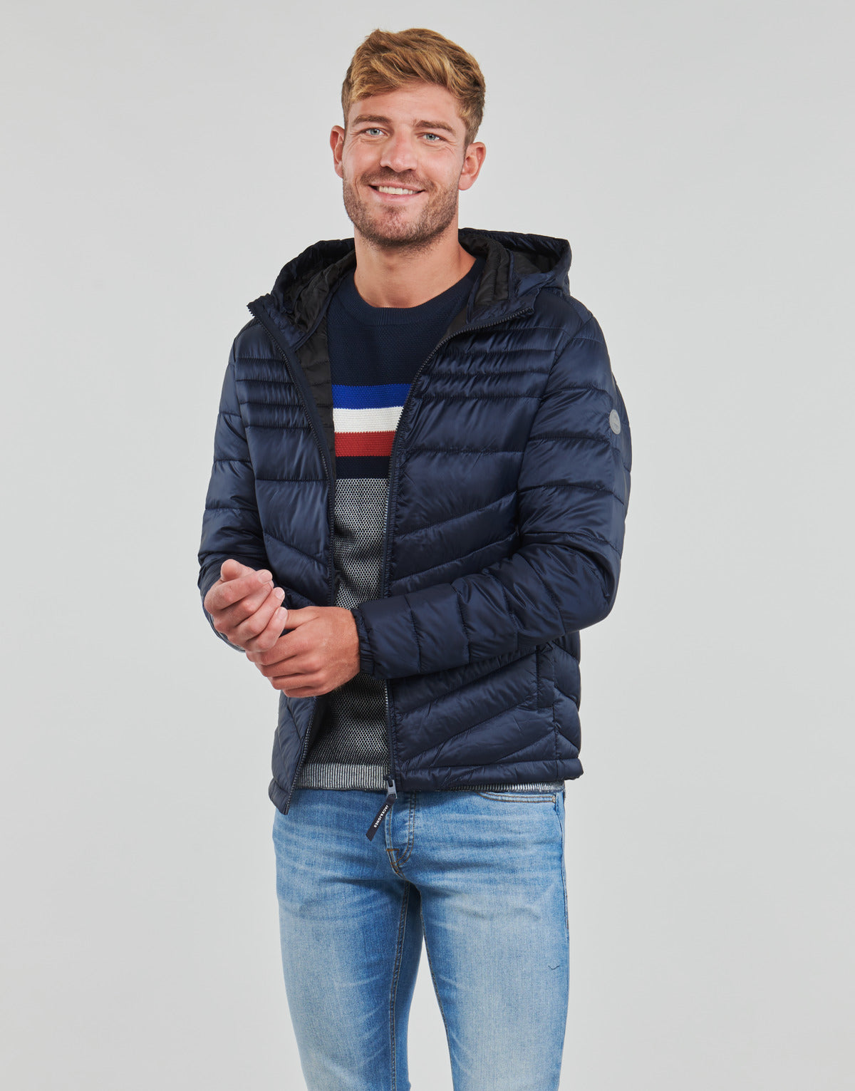 Piumino Uomo Jack & Jones JJEHERO PUFFER HOOD Marine