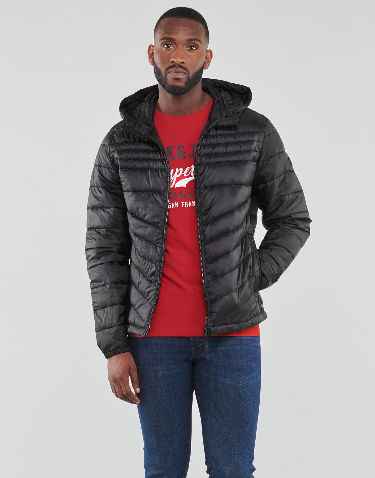 Piumino Uomo Jack & Jones JJEHERO PUFFER HOOD Nero