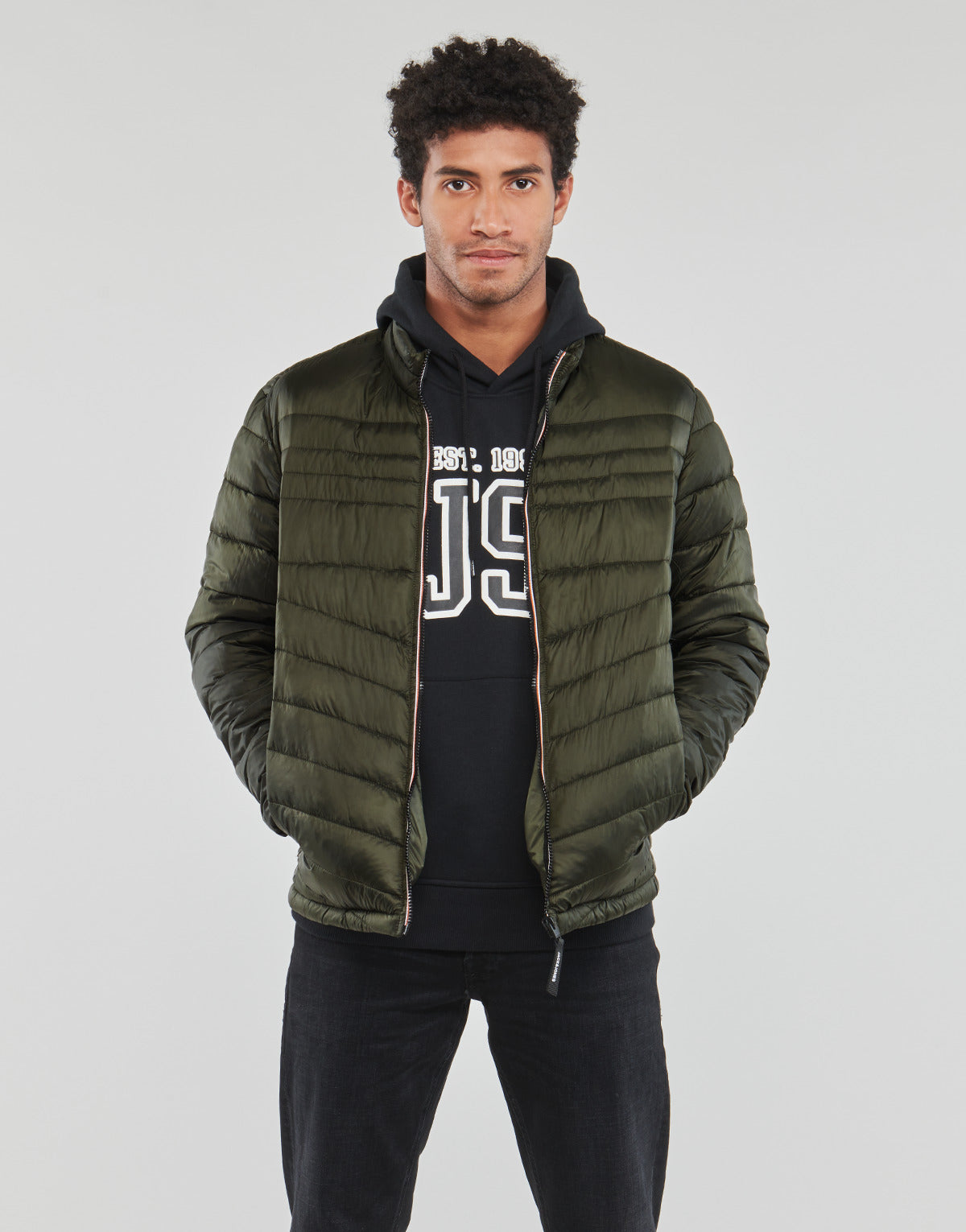 Piumino Uomo Jack & Jones  JJEHERO PUFFER COLLAR  Kaki