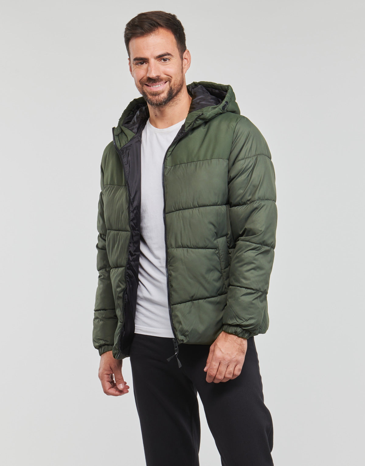 Piumino Uomo Jack & Jones JJCHILI PUFFER HOOD Kaki