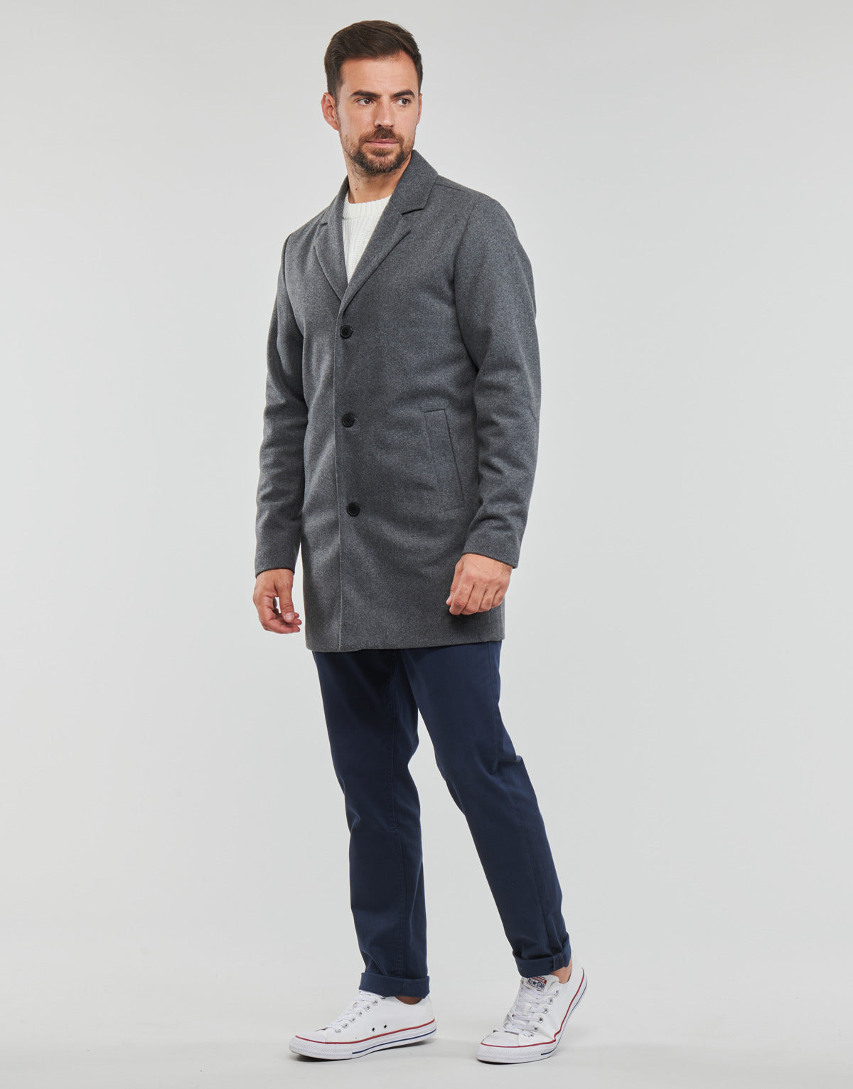 Mantella Uomo Jack & Jones JJTOMMY WOOL COAT Grigio