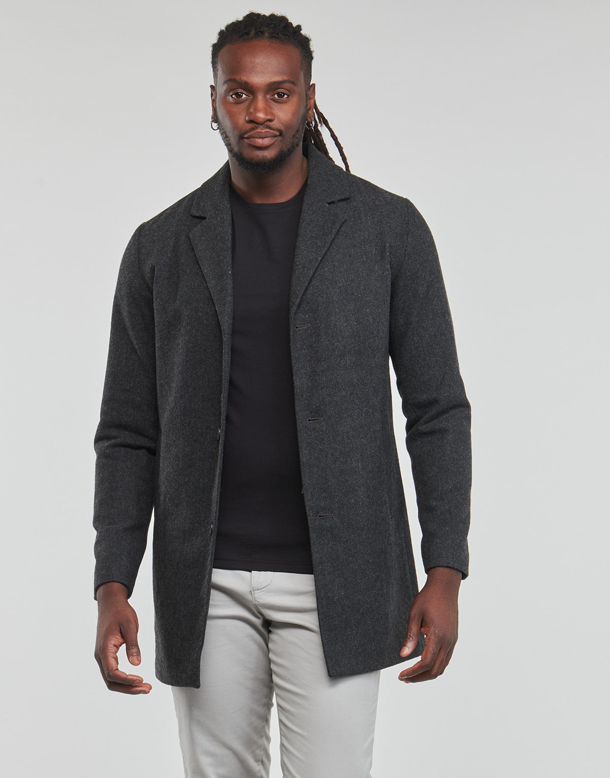 Mantella Uomo Jack & Jones JJTOMMY WOOL COAT Grigio